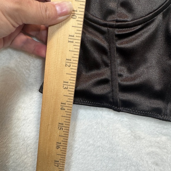 H&M Divided Crop Top Womens Size Small Black Sating Whimsigoth Coquette - Picture 13 of 14